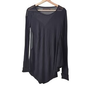 Nicholas K Top Womens XS Sheer Mesh Cut Out Long Sleeve Longline‎ Viscose Black